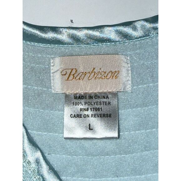 Vtg Barbizon Flannel Nightgown Robe House Coat Zip Cottage Prairie Blue Large - Picture 11 of 14